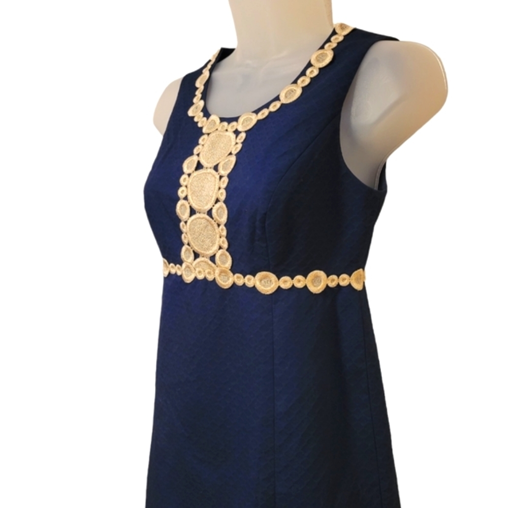 Lilly Pulitzer Navy Dress with White Lace Trim - Picture 8 of 12